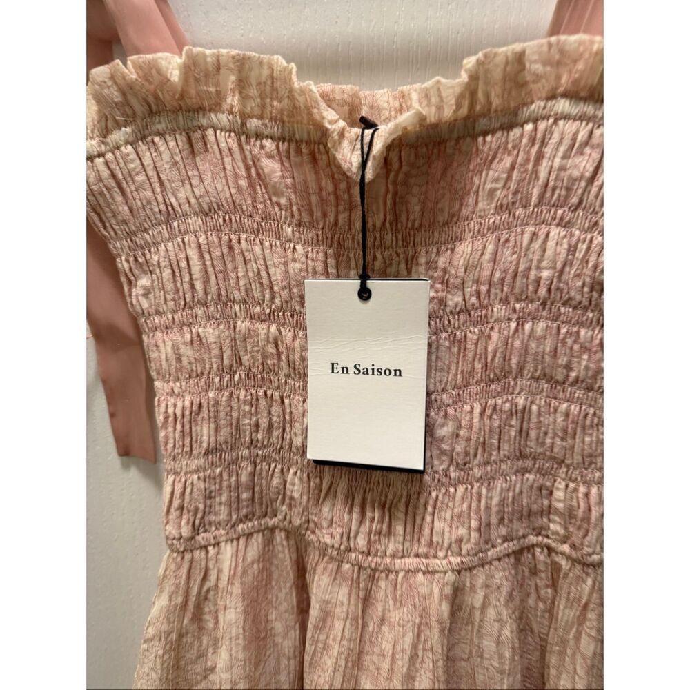 EN SAISON Geraldine Smocked Tie Strap Maxi Dress - Natural size S NWT - Picture 9 of 10